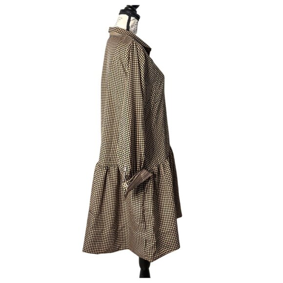 Gretchen Scott Drop Waist Shirt Dress Long-Sleeve Button-Front Checkmate XL - Picture 2 of 7